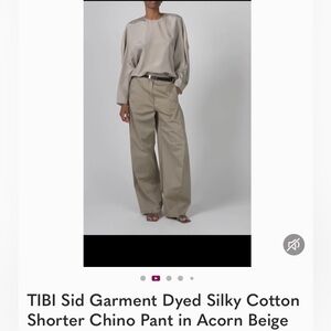 Tibi Sid pant in soft cotton acorn khaki. REGULAR length 27